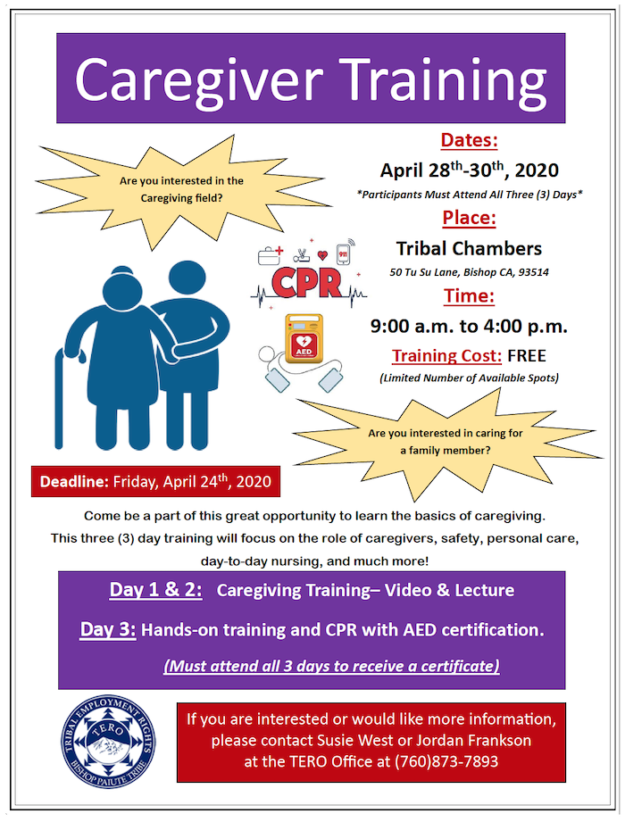 Caregiver Training – April 28th & 30th, 2020