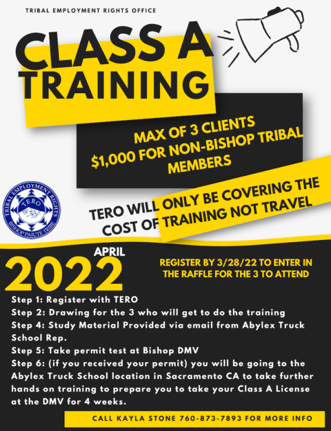 Class A Training | Bishop TERO Class A Training | Bishop TERO