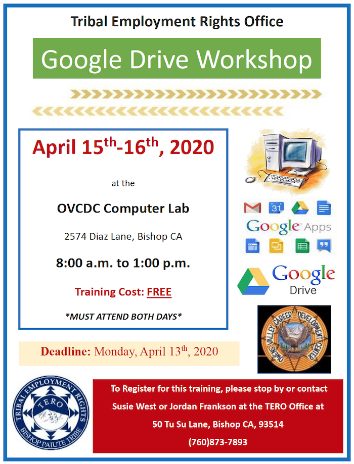 Google Drive Workshop – April 15th & 16th, 2020